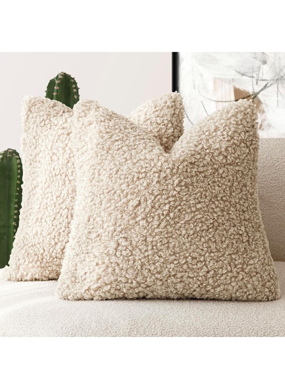 Cozy Sherpa Throw Pillows - Cream (Set Of 2)